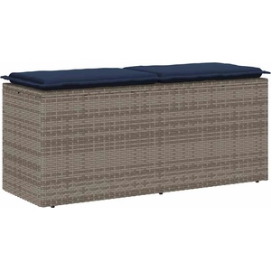 vidaXL Градинска пейка с възглавница сива 110x40x44 cm Поли ратан (4104152)