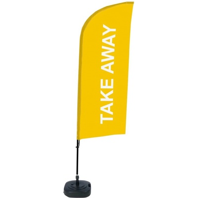 Jansen Display Kompletní sada reklamní vlajky ve tvaru křídla, Take away, žlutá ECO, 1105 x 3300 mm