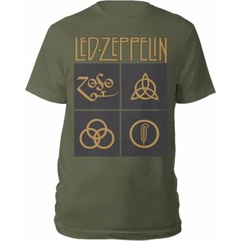 Image 1 of Led Zeppelin Gold Symbols in Black Square Green L Риза (LZTS02MGR03)