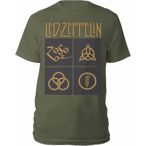 Led Zeppelin Gold Symbols in Black Square Green L Риза (LZTS02MGR03)