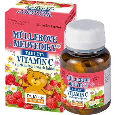 Müllerove medvedíky Vitamín C lesné jahody 45 tabliet