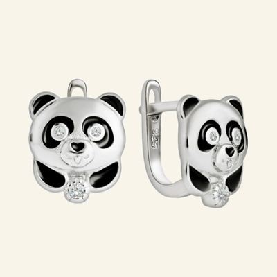 SilveAmo Strieborné náušnice Panda CK2F277