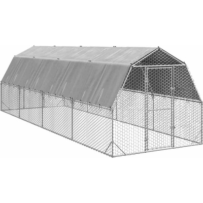vidaXL Výběh pro slepice se střechou 2,5 × 8 × 2,25 m pozinkovaná ocel 9799.3328523