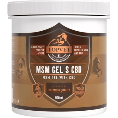 Topvet MSM gel s CBD pro koně 500 ml