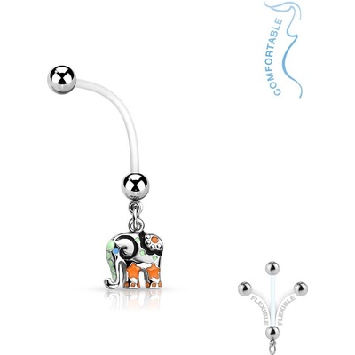Šperky4U Těhotenský piercing do pupíku slon WP01143