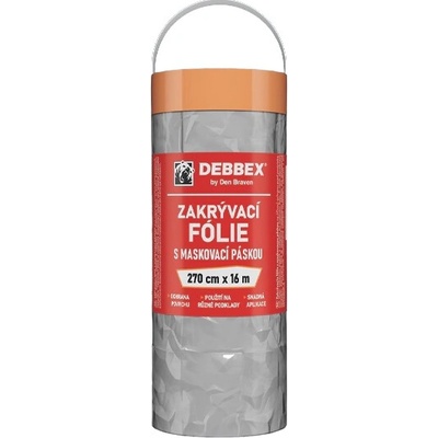 DEBBEX - Zakrývacia fólia s maskovacou páskou 2,7 m x 16 m, 1 ks