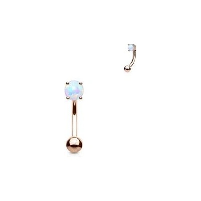 Šperky4U zlacený piercing do obočí opál bílá OB1007-RD