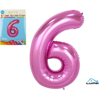 Luma Balónek foliový č.6 růžový 43cm
