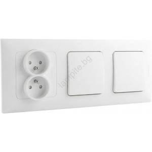 Legrand Legrand-Двоен еднополюсен ключ № 1 и двойна домашна розетка с рамка NILOE 250V бяла (LR0018C)