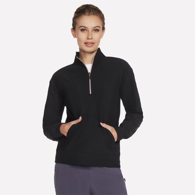 Skechers Women's Goluxe Rib Quarter-Zip Fleece - Black