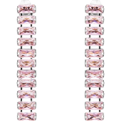 Franco Bene Stříbrné podlouhlé Crystal náušnice růžové 1465