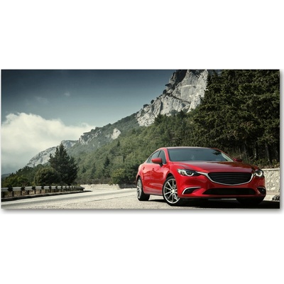 Foto obraz sklo tvrzené Auto v horách 100x50 cm