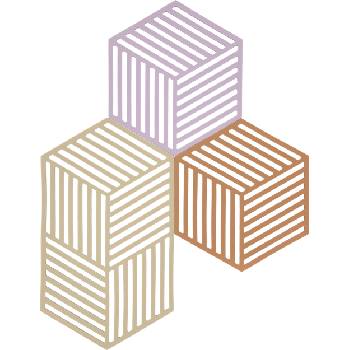 Zone Denmark Подложки за горещи съдове Hexagon бежов и розов цвят 3 бр (32701)