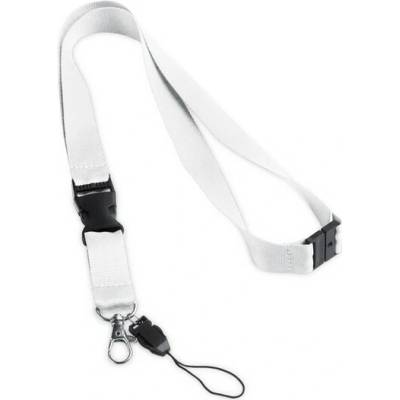 Snúrka na krk s bezpečnostnou sponou (20 mm) white