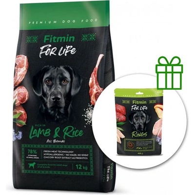 Fitmin FOR LIFE Агне и Ориз 12 кг + Fitmin For Life Пръстени БЕЗПЛАТНО