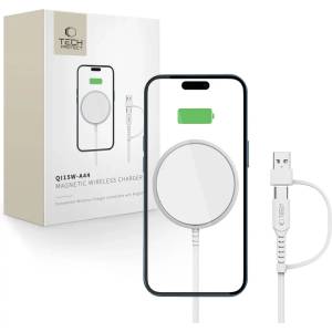 Tech-Protect QI15W-A44 магнитно MagSafe безжично зарядно бял (5906302380329)