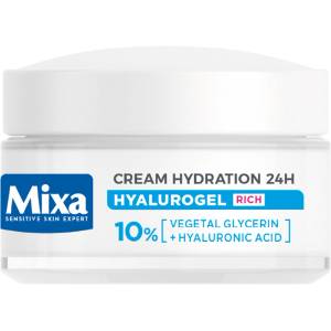 Mixa Hyalurogel Rich Крем за лице за интензивна хидратация за суха и чувствителна кожа 50 ml