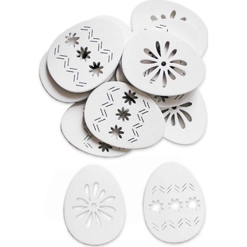 Vajíčka přízdoba dřevo 12ks/3,5cm Bílá