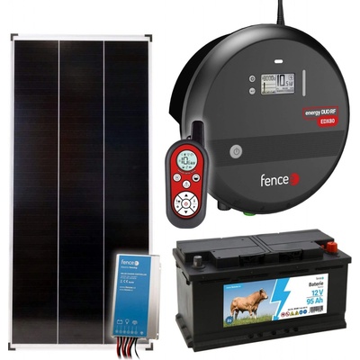 Fencee Sada solární elektrický ohradník, 8J zdroj s dálkovým ovladačem, panel 200 W, regulátor a baterie 95 Ah