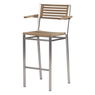 Barlow Tyrie Nerezové barové křeslo Equinox, 56x51x106 cm, rám nerez, teak