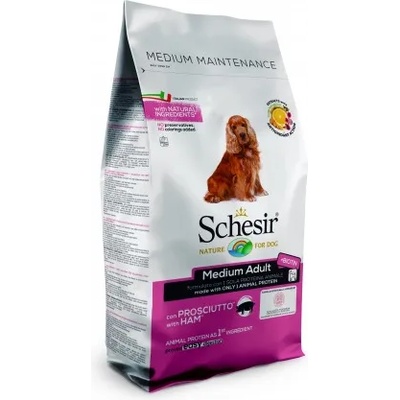 Schesir Medium Adult - Пълноценна суха храна за израснали кучета от средни породи с прошуто, 12 кг