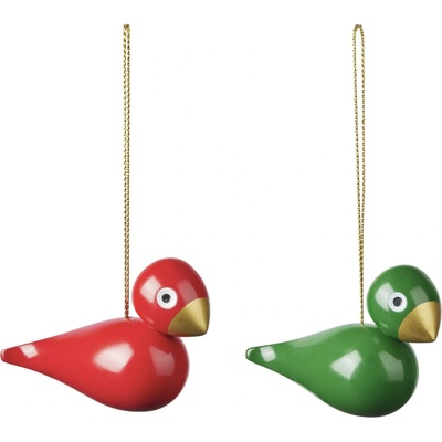 Kay Bojesen Drevené vianočné ozdoby Birds Red Green – sada 2 ks