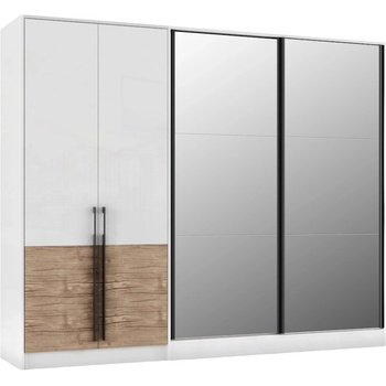 Мебели ДИМОВ Модулен гардероб Калифорния 251, 8 см бял гланц / антик