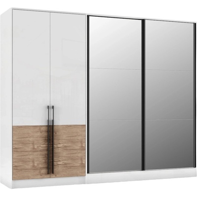 Мебели ДИМОВ Модулен гардероб Калифорния 251, 8 см бял гланц / антик