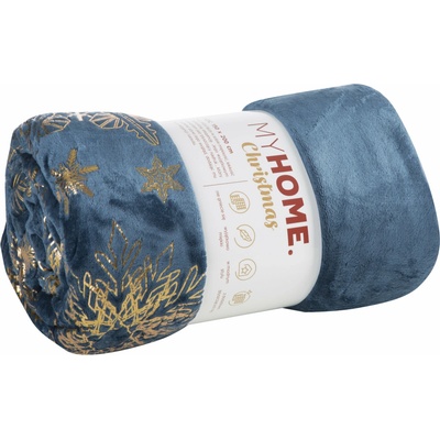 Eurofirany vánoční fleece deka JOY3 TMAVOMODRÁ 150X200