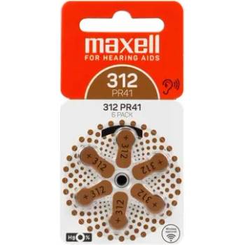 Image 1 of Maxell Батерия цинково въздушна maxell za312 6 бр. бутонни за слухов апарат в блистер (ml-bz-za312)