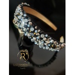 Radi handmade Луксозна диадема със сребристи и черни кристали (963)