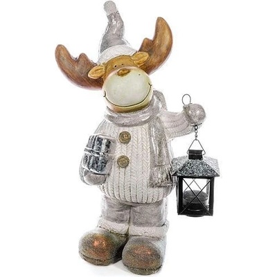 MagicHome Dekorácia Vianoce Sob s lampášikom keramika 41 cm