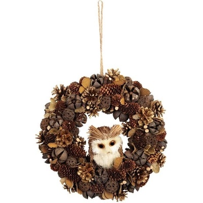 MagicHome Veniec hnedý so sovou 30 x 8 cm