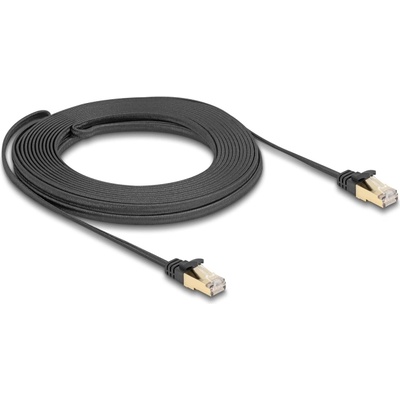 Delock RJ45 плосък мрежов кабел с плетена обвивка Cat. 6A U/FTP мъжки към мъжки 10 м черен