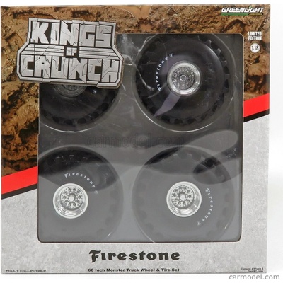 Greenlight Accessories Set 4x Wheels Firestone Monster Truck Set 4 Ruote Stříbrná Černá 1:18