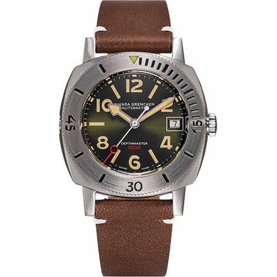 Nivada Grenchen Depthmaster Čísla - Brown Leather White Stitching