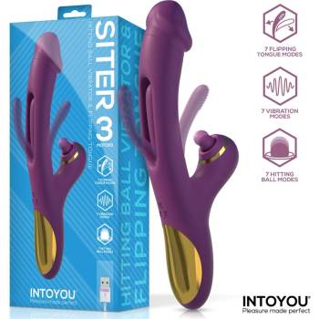 Image 1 of INTOYOU Siter Vibrator with Hitting Ball & Flipping Tongue 3 Motors Purple