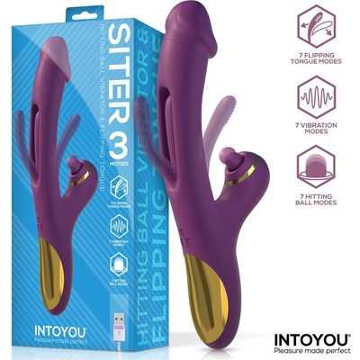 INTOYOU Siter Vibrator with Hitting Ball & Flipping Tongue 3 Motors Purple