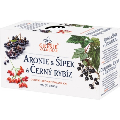 Grešík Aronie & Šípek & Černý rybíz ovocný čaj 20 x 2 g