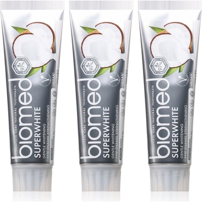 Biomed Superwhite подсилваща паста за зъби с кокосово масло 3x100 гр