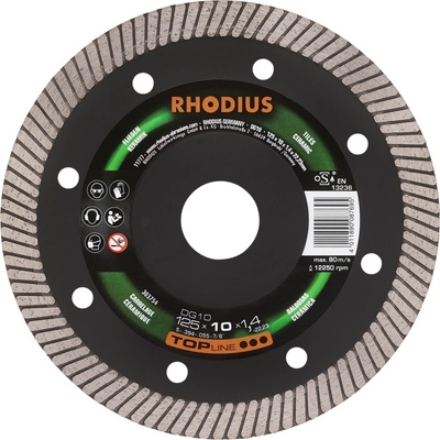 RHODIUS Diamantový řezný kotouč DG10 125 x 10,0 x 1,4 x 22,23 TOPline 303754
