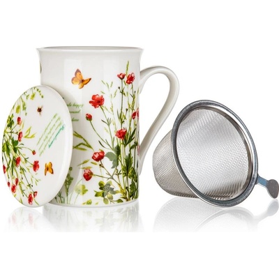 BANQUET Hrnek s nz sítkem a pokličkou MEADOW FLOWERS 3díly 300 ml