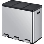 EKO-Europe Кош за разделно събиране на отпадъци EKO ESSENTIAL с 3 педала (3 х 20 л) - хром мат с черно (EKO 912561 - Matt s/s)