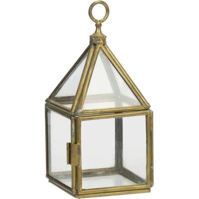 MADAM STOLTZ Skleněná mini krabička Clear/Aged Brass, zlatá barva, sklo, kov