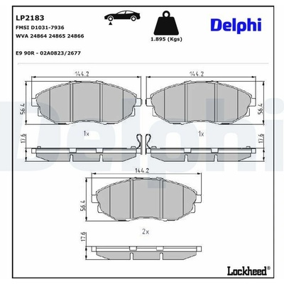 Sada brzdových platničiek kotúčovej brzdy DELPHI LP2183