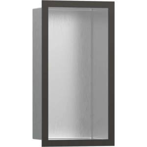 Hansgrohe XtraStoris Individual - Ниша за вграждане в стена с дизайнерска рамка, 30x15x10 см, матирана неръждаема стомана/матиран черен хром 56094340 (56094340)