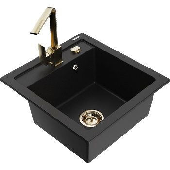 Mexen Vito гранитна мивка с 1 камера и кухненски кран Rita, черен - 6503-77-670300-50 (6503-77-670300-50)