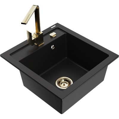 Mexen Vito гранитна мивка с 1 камера и кухненски кран Rita, черен - 6503-77-670300-50 (6503-77-670300-50)