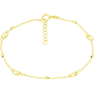Gemmax Jewelry zlatý řetízkový náramek Srdíčka GLBYN-19-02508