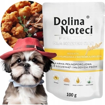 Dolina Noteci Premium pre malé plemená Junior bohaté na kuracie žalúdky s teľacou pečeňou kapsuly 10 x 100 g